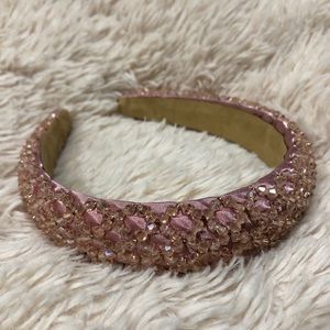 Beaded Pink Satin Headband